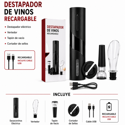 DESTAPADOR DE VINO  ELÉCTRICO RECARGABLE